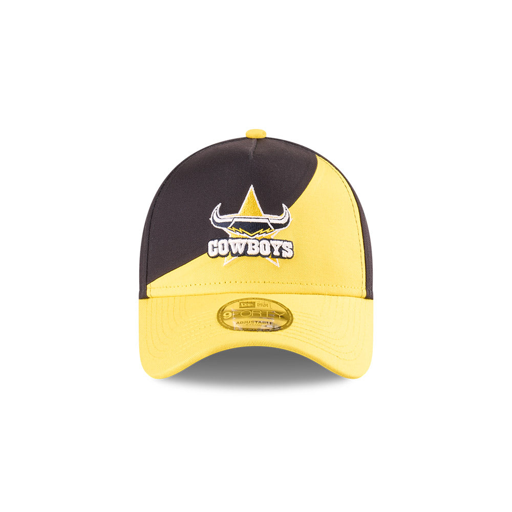 North Queensland Cowboys Hat - 2025 Black Flow 9Forty A-Frame NRL Snapback Cap - New Era